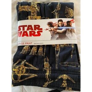 Star Wars Lounge Pant Men's Black Sz L Microfleece Cotton Blend